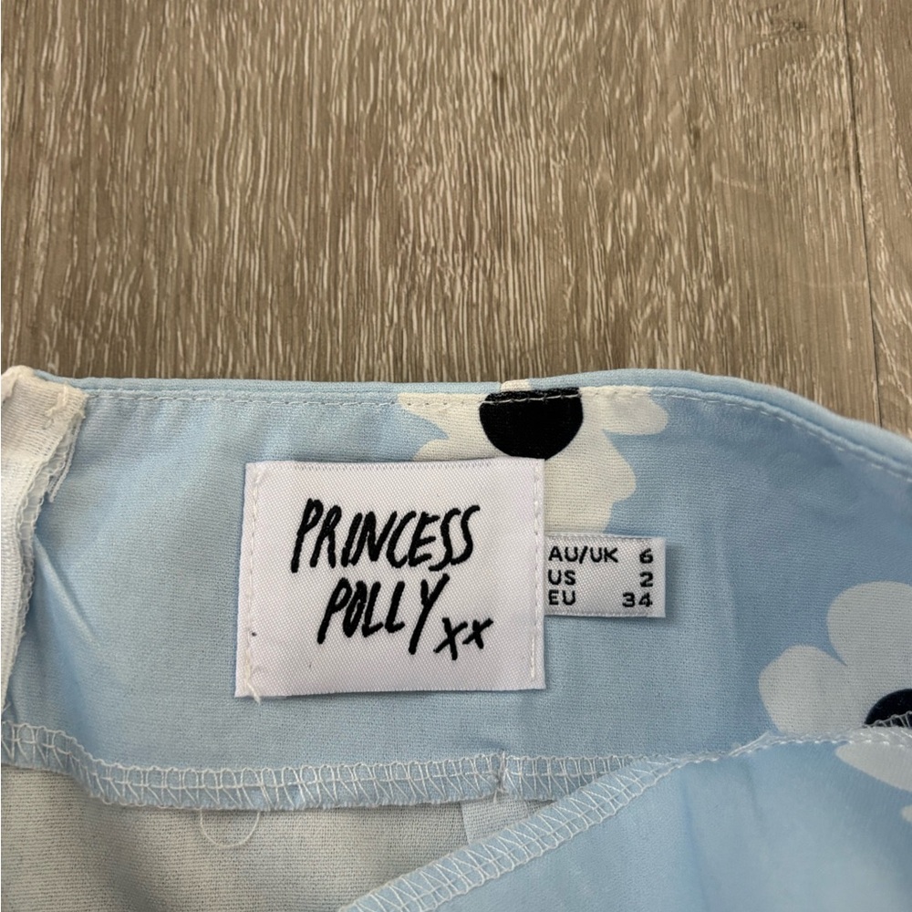 Princess Polly Shelly Mini Skirt- Blue Floral Size 2 - Picture 5 of 7